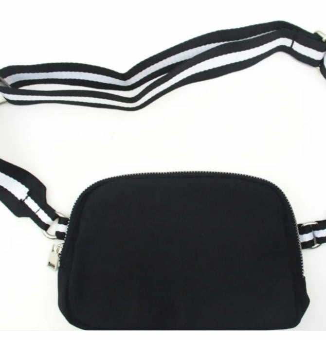 Black Crossbody B/W Strap Bag